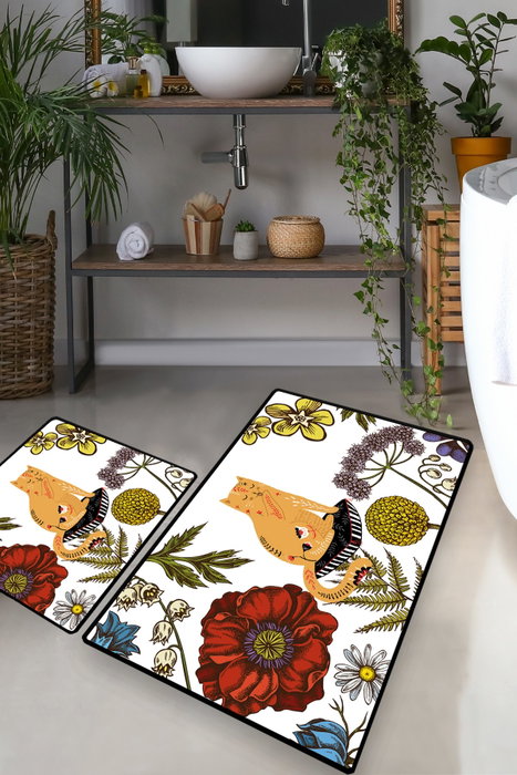Mijölnir Juego de alfombras de baño Hennaed Cat Multicolor Mijölnir Juego de alfombras de baño Hennaed Cat Multicolor
